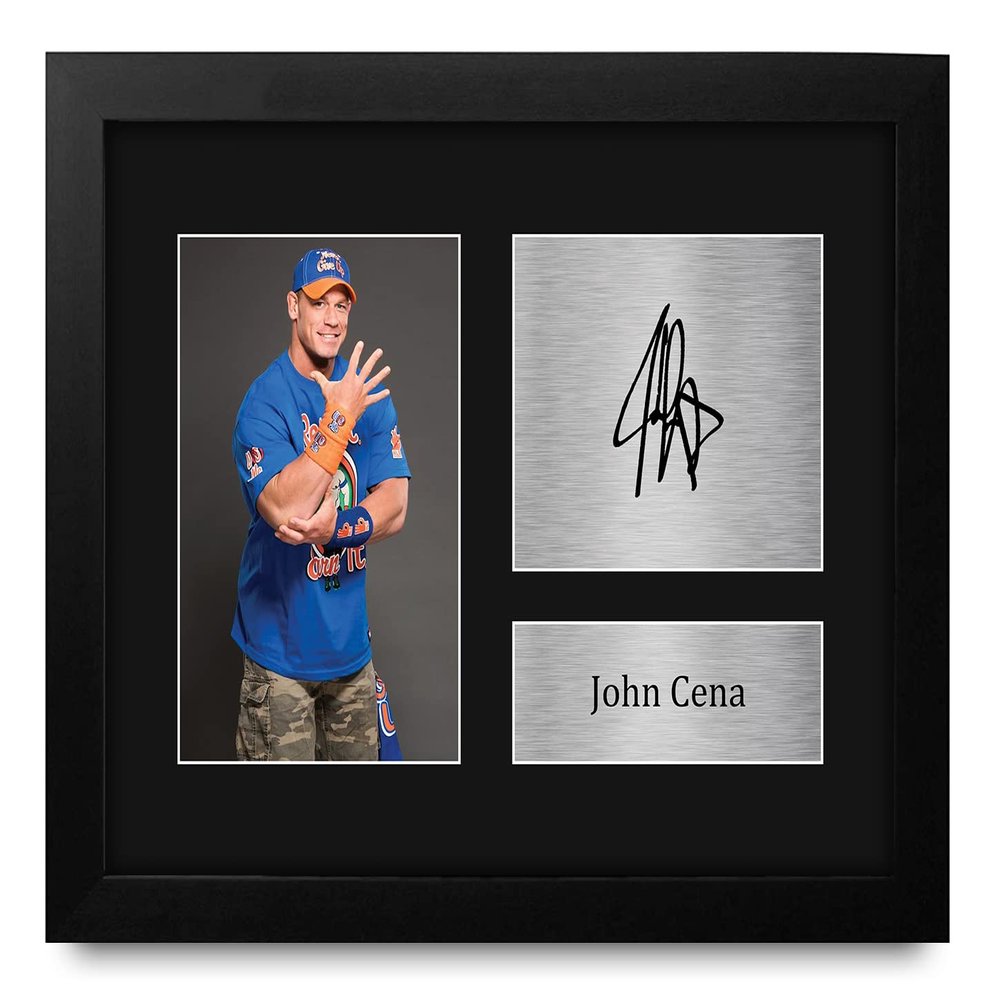 HWC Trading John Cena Gifts USL Framed Printed Signed Autograph Picture for WWE & WWF Memorabilia Fans - US Letter Size