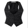 Design by Olivia Women's Waistcoat Tuxedo Vest Vintage Steampunk Dress Racerback Jacquard Jacket Jacquard Black L view 1