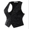 Design by Olivia Women's Waistcoat Tuxedo Vest Vintage Steampunk Dress Racerback Jacquard Jacket Jacquard Black L view 2