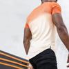 Mens Fashion Athletic Shirts Short Sleeve Crewneck Gradient T-Shirt Slim Fit Muscle Gym Top Curved Split Hem Casual Tees Orange view 3