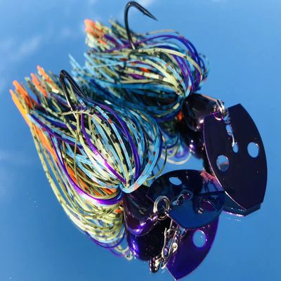 /N 2 Custom Made 3/8oz Bass Bladed-Vibrating-Bait-Swim Jigs Color-(Bluegill)