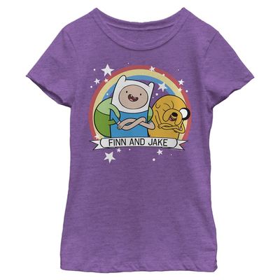 Adventure Time Girl's Jake Finn Forev T-Shirt, Pur Berry, X-Large