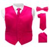 Vittorio Farina Solid Color Satin Suit Vest for Men Set of 4 - Vest, Tie, Bow Tie & Pocket Square (Hot Pink) view 1
