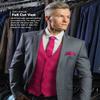 Vittorio Farina Solid Color Satin Suit Vest for Men Set of 4 - Vest, Tie, Bow Tie & Pocket Square (Hot Pink) view 3