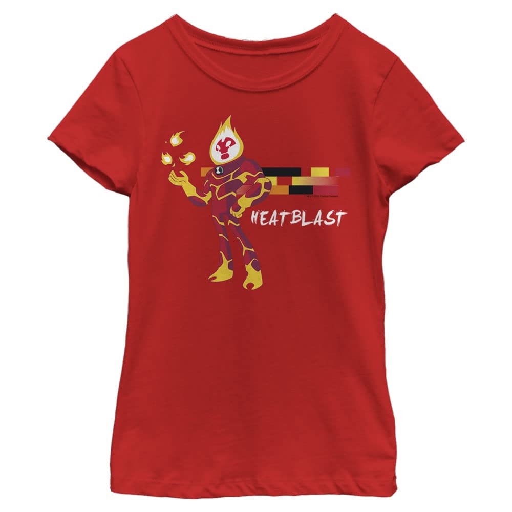 Ben 10 Girl's Ben 10 Heatblast T-Shirt, Red, X-Small