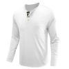 Men's Henley Shirts with Pocket Slim Fit Casual Short Sleeve T-Shirts V Neck Button Up Premium Cotton Summer Sweatshirts White view 4