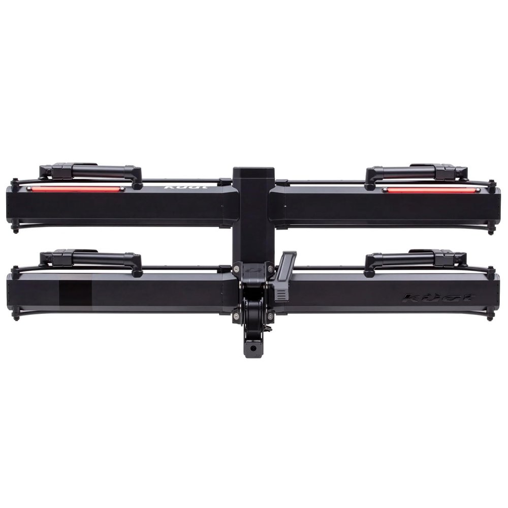 KUAT 1.25" Piston Pro X LED Dual Ratchet Hitch Rack - Secure Rugged Kashima-Coated Portable Foldable Easy-to-Use No Frame Contact 2-Bike Hauling Platform with 53" Max Wheelbase & 5" Max Tire Width