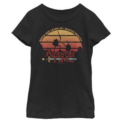 Adventure Time Girl's Watch and Learn T-Shirt, Black, Medium