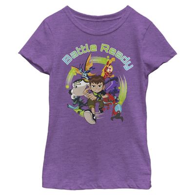 Ben 10 Girl's Battle Ready T-Shirt, Pur Berry, Small