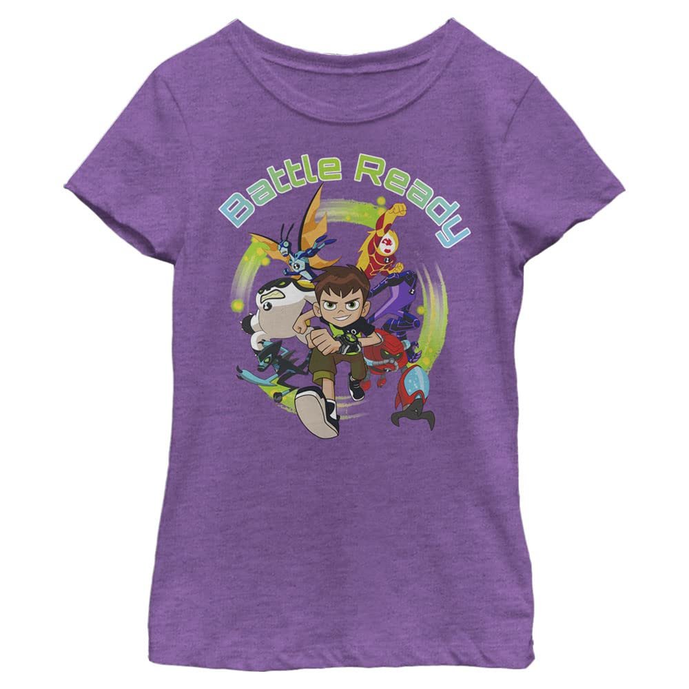 Ben 10 Girl's Battle Ready T-Shirt, Pur Berry, Small