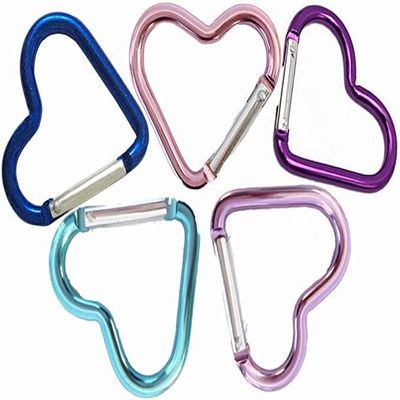 Beetoo Heart Shaped Carabiner Hook, Aluminum Alloy Snap Clip Key Holder, Keychain Tool for Fishing Camping Hiking Backpack Accessory (10 Pack Random Color)