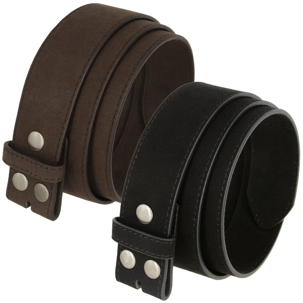 2 Count Women's Casual Jean Suede Leather Belt Strap 1-1/2"(38mm) Wide (Brown/Black, 38)