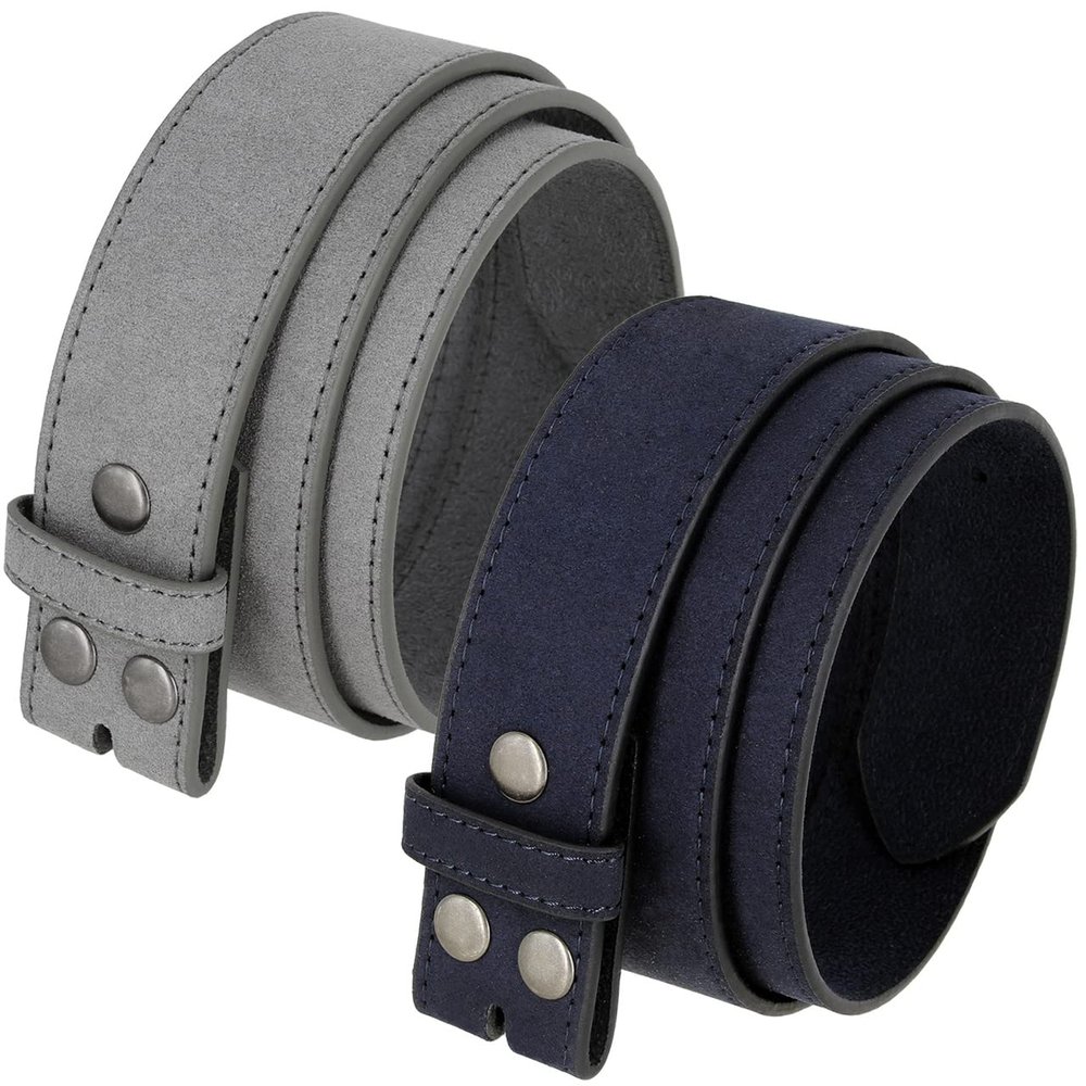 2 Count Casual Jean Belt Strap Genuine Suede Leather Belt Strap 1-1/2"(38mm) Wide (Gray/Navy, 34)