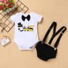 1st Birthday Outfit Boy Baby First 1/2 Birthday Cake Smash Photo Props Gentleman Black Top Hat Romper Suspenders Bloomers Diaper Cover Headband Baby Shower Half One Year Old Black + Yellow One 1 Year view 3