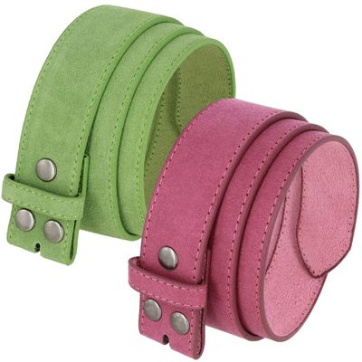 2 Count Women's Casual Jean Suede Leather Belt Strap 1-1/2"(38mm) Wide (Green/Pink, 34)