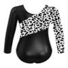 Fldy Kids Girls Shiny Metallic Gymnastics Leotards Long Sleeves Sparkly Ballet Dance Costumes One Piece Bodysuit Dancewear Black 6 Years view 2