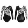 Fldy Kids Girls Shiny Metallic Gymnastics Leotards Long Sleeves Sparkly Ballet Dance Costumes One Piece Bodysuit Dancewear Black 6 Years view 3