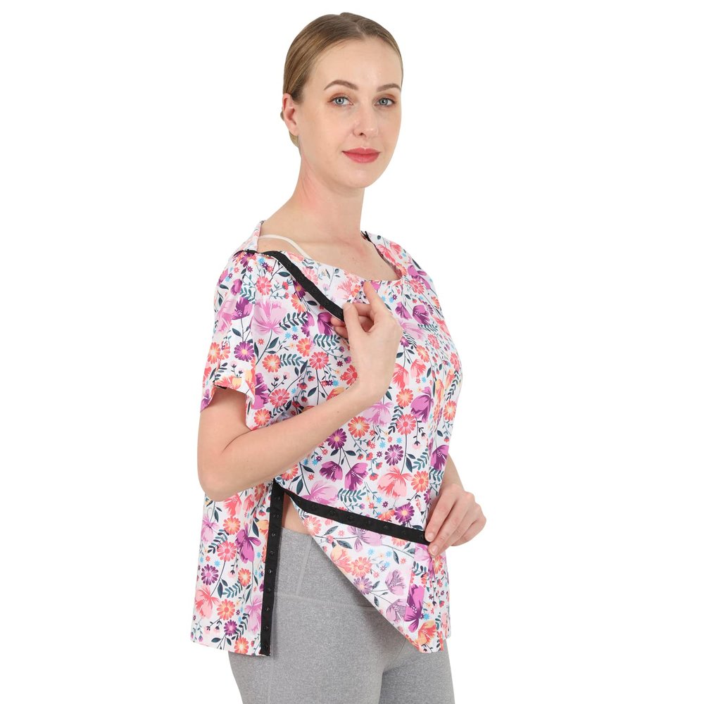TOMMHANES AMISGUOER Post Shoulder Surgery Shirt - Short Sleeve Rehab Clothes with Drain Management Pockets (KF02-S)