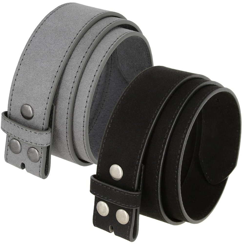 2 Count Women's Casual Jean Suede Leather Belt Strap 1-1/2"(38mm) Wide (Gray/Black, 36)