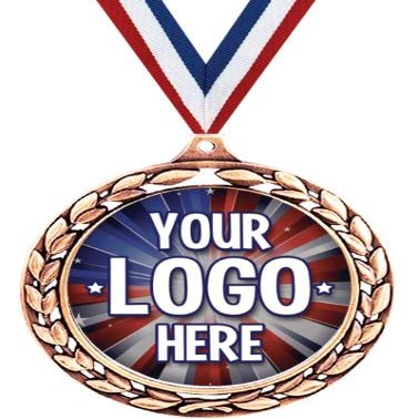 Custom Bronze Wreath Medal, Personalize with Your Own Logo Or Art - 2.5" Winner Participant Medal Trophy Awards 50 Pack