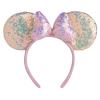 CHuangQi 1pcs Mouse Ears Shiny Headband with 3D Bow, Double-sided Sequin Hair Band for Birthday Party or Amusement Park (Pink Ears Pink Bow) view 1