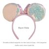 CHuangQi 1pcs Mouse Ears Shiny Headband with 3D Bow, Double-sided Sequin Hair Band for Birthday Party or Amusement Park (Pink Ears Pink Bow) view 2