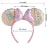 CHuangQi 1pcs Mouse Ears Shiny Headband with 3D Bow, Double-sided Sequin Hair Band for Birthday Party or Amusement Park (Pink Ears Pink Bow) view 3