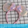 CHuangQi 1pcs Mouse Ears Shiny Headband with 3D Bow, Double-sided Sequin Hair Band for Birthday Party or Amusement Park (Pink Ears Pink Bow) view 4