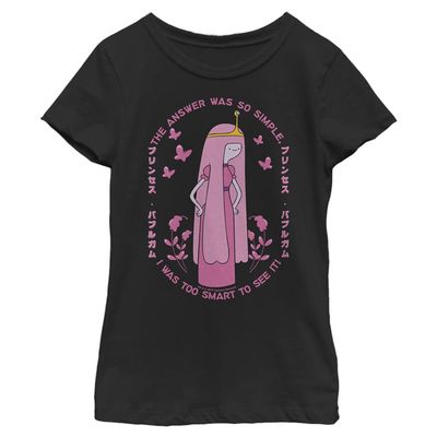 Adventure Time Girl's Princess Bubblegum Too Smart T-Shirt, Black, Small