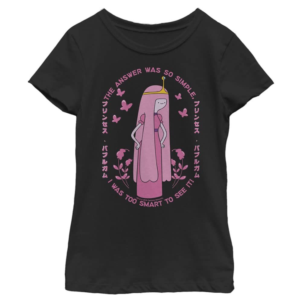 Adventure Time Girl's Princess Bubblegum Too Smart T-Shirt, Black, Small