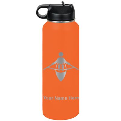 LaserGram Personalized Water Bottle, Adaptive Rowing, Stainless Steel Double Wall Vacuum Insulated with Flip Top Straw, Custom Engraved Gift (40oz / 1180ml Orange)
