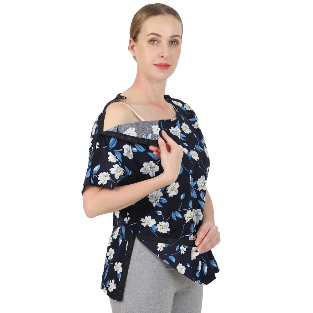 TOMMHANES AMISGUOER Post Shoulder Surgery Shirt - Short Sleeve Rehab Clothes with Drain Management Pockets (KF01-L)