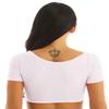 Jugaoge Women's Ultra Thin Open Bust Short Sleeve Belly Dance Crop Top Camisole Shirts Vest Tanks White One Size view 4