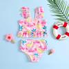 Summer Baby Set, Toddler Baby Kids Girls Two-Piece Summer Strawberry Print Ruffles Swimwear Swimsuit Bathing Suit Set view 2