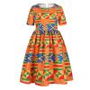 Baby Girls Dress, Kids Toddler Girls African Dashiki Traditional Style Short Sleeve Round Neck Ankara Princess Dress Orange view 1