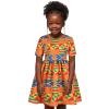 Baby Girls Dress, Kids Toddler Girls African Dashiki Traditional Style Short Sleeve Round Neck Ankara Princess Dress Orange view 2