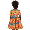 Baby Girls Dress, Kids Toddler Girls African Dashiki Traditional Style Short Sleeve Round Neck Ankara Princess Dress Orange view 3