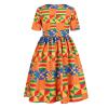 Baby Girls Dress, Kids Toddler Girls African Dashiki Traditional Style Short Sleeve Round Neck Ankara Princess Dress Orange view 4