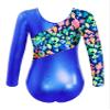 Fldy Kids Girls Shiny Metallic Gymnastics Leotards Long Sleeves Sparkly Ballet Dance Costumes One Piece Bodysuit Dancewear Royal Blue 4 Years view 2