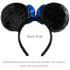 CHuangQi 1pcs Mouse Ears Shiny Headband with 3D Bow, Double-sided Sequin Hair Band for Birthday Party or Amusement Park (3D Royalblue Bow) view 2