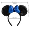 CHuangQi 1pcs Mouse Ears Shiny Headband with 3D Bow, Double-sided Sequin Hair Band for Birthday Party or Amusement Park (3D Royalblue Bow) view 3