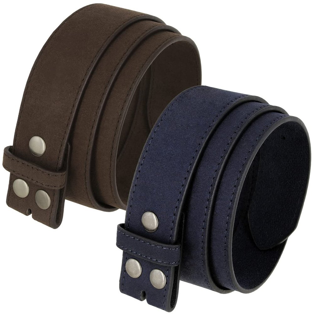 2 Count Women's Casual Jean Suede Leather Belt Strap 1-1/2"(38mm) Wide (Brown/Navy, 32)