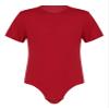 ACSUSS Men's Short Sleeve Undershirt Press Button Crotch Shirt Bodysuit Round Neck Leotard Tops Red Medium view 3