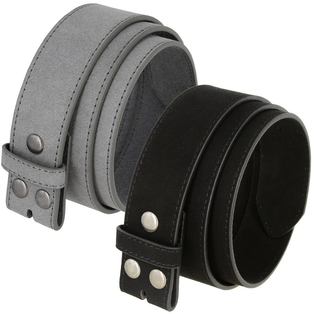 2 Count Casual Jean Belt Strap Genuine Suede Leather Belt Strap 1-1/2"(38mm) Wide (Gray/Black, 32)