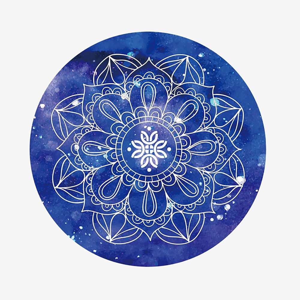 WCPQT Suede Rubber Print Portable Exercise Mat,Round Professional Not-Slip Yoga Food,for Pilates Stretching Meditation-D Diameter 140cm