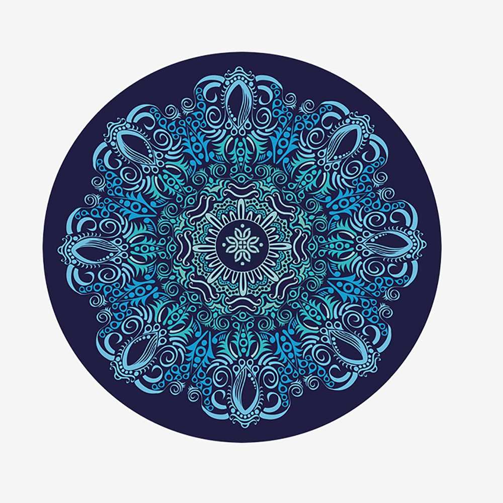 WCPQT Suede Rubber Print Portable Exercise Mat,Round Professional Not-Slip Yoga Food,for Pilates Stretching Meditation-I Diameter 140cm