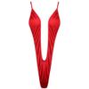 Fldy Women's High Cut One Piece Sling Shot Bikini Halter V-String Plunge Micro Swimsuit Red One Size view 1