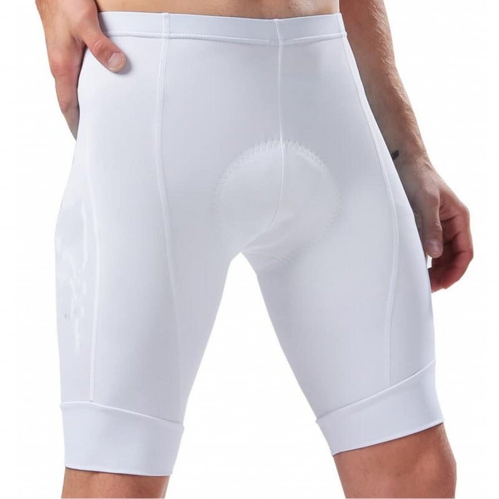 SGCIKER Plain Color White Laser Cut Cuff Professional Bike Cycling Shorts for Men Women Gel Paddad (Medium)