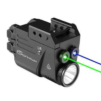 CRONHAWK 500 Lumen Blue Green Laser Light for Pistol, Rechargeable Rail Mounted Flashlight Laser Combo for Picatinny Rail, Magnetic Charging