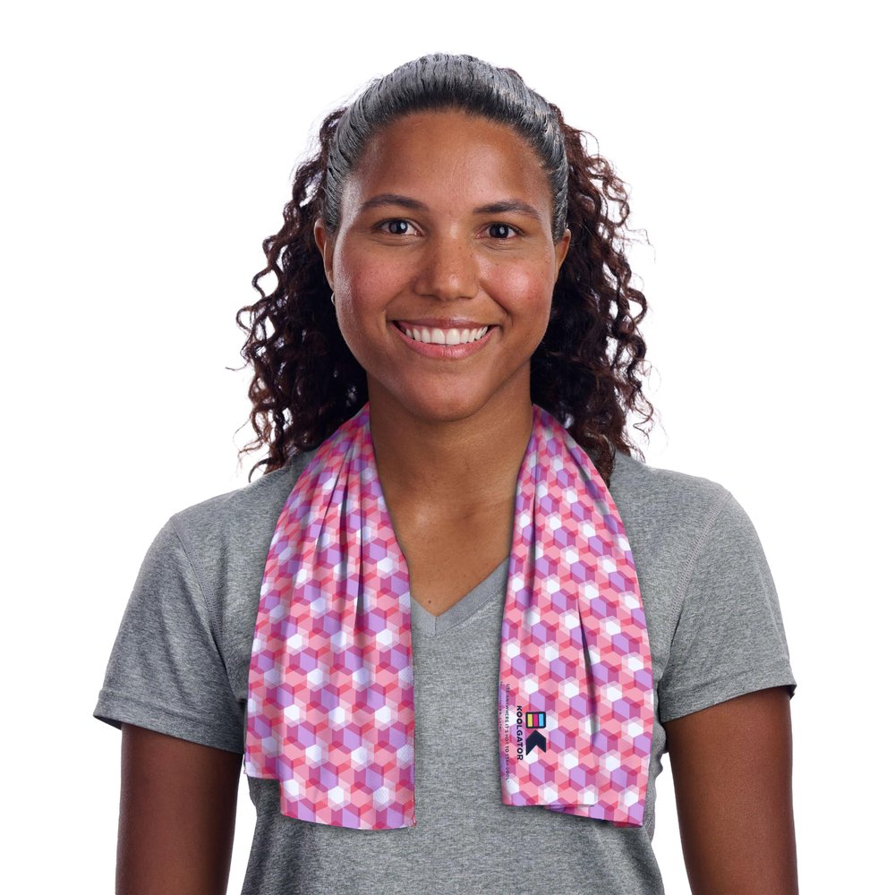 KOOLGATOR SPF 30 Cooling Towel Reusable Neck Cooling Towel That Provides Long-Lasting Sun Protection for Sports, Workouts & Hot Weather, Pink Geometric, 3 Pack